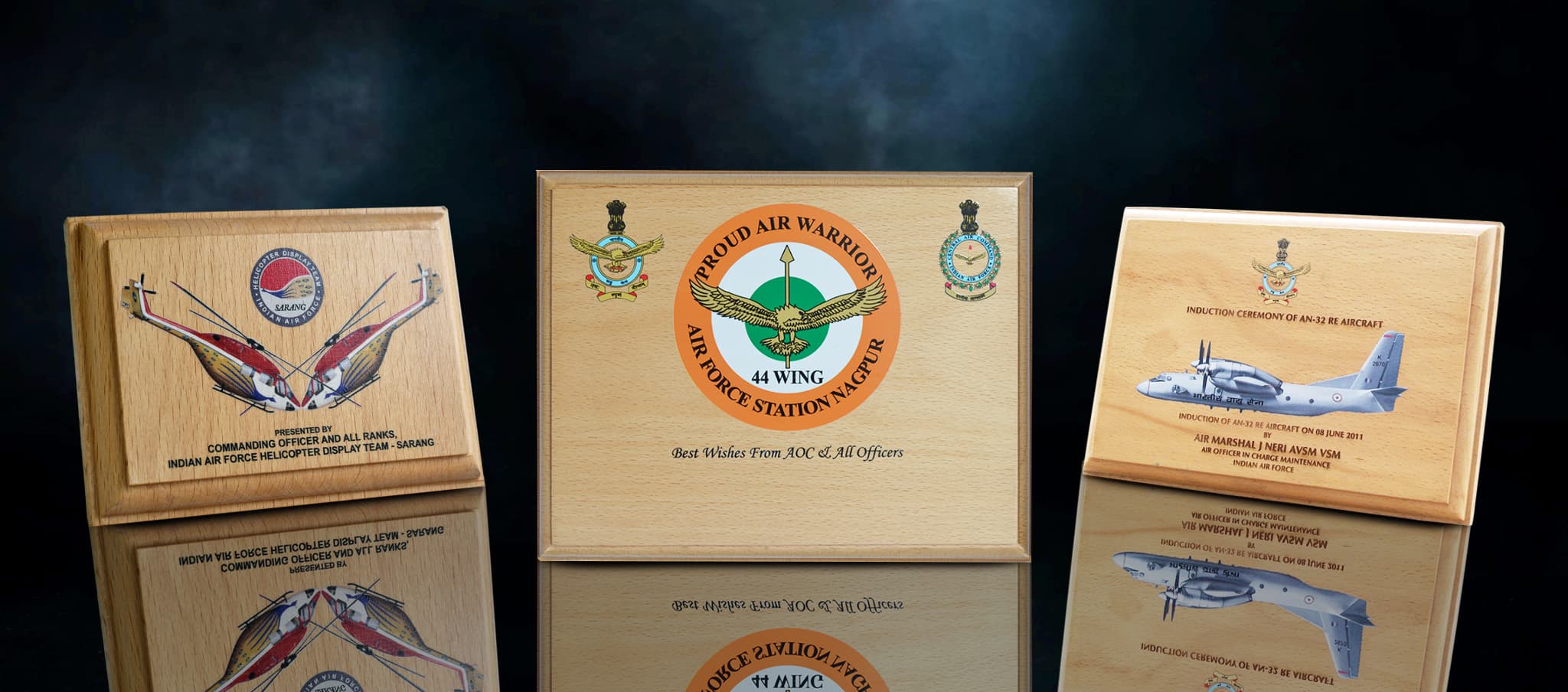 Digitally printed Wooden plaques with military insignia.