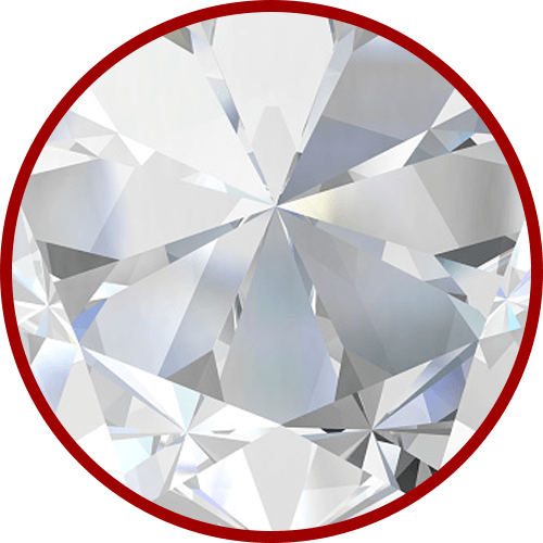 A round crystal with a red border
