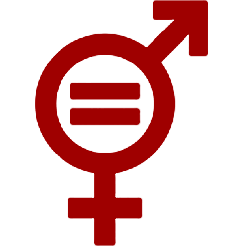 Symbol of Equal Pay in red color