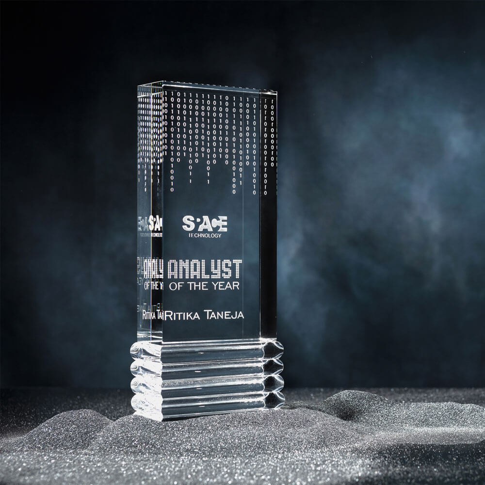 Crystal award on black background with beautiful designs